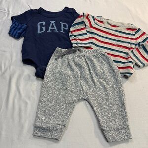 GAP Infant 3-piece Set - Navy, Gray, and Multicolor Stripes